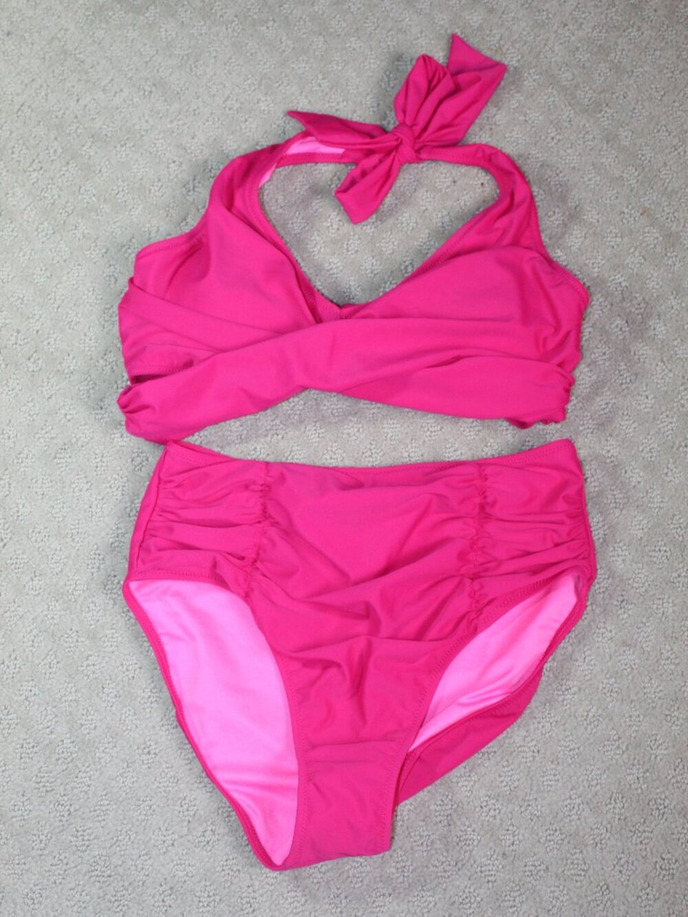 NWOT Blooming Jelly Size S Bright Pink Twist Wrap Top High Rise Bikini Bottoms